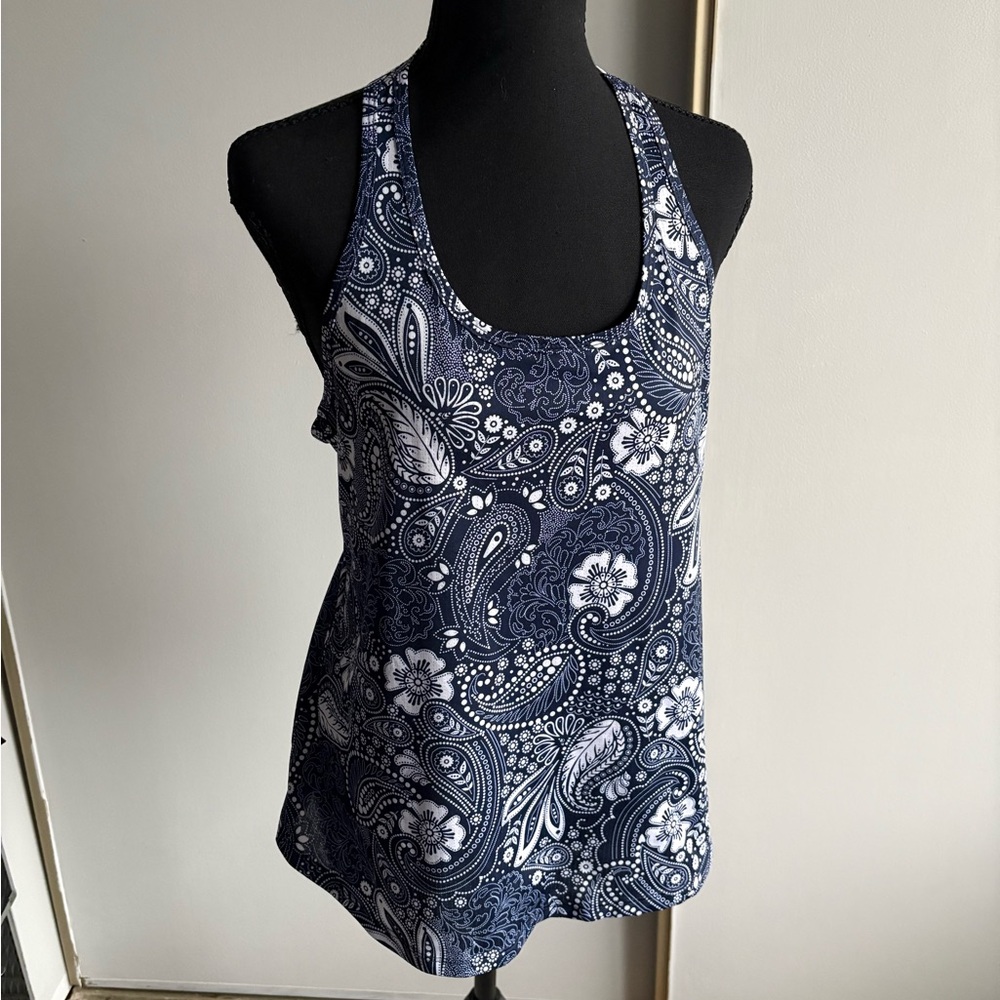 Navy Paisley Women's Tank Top